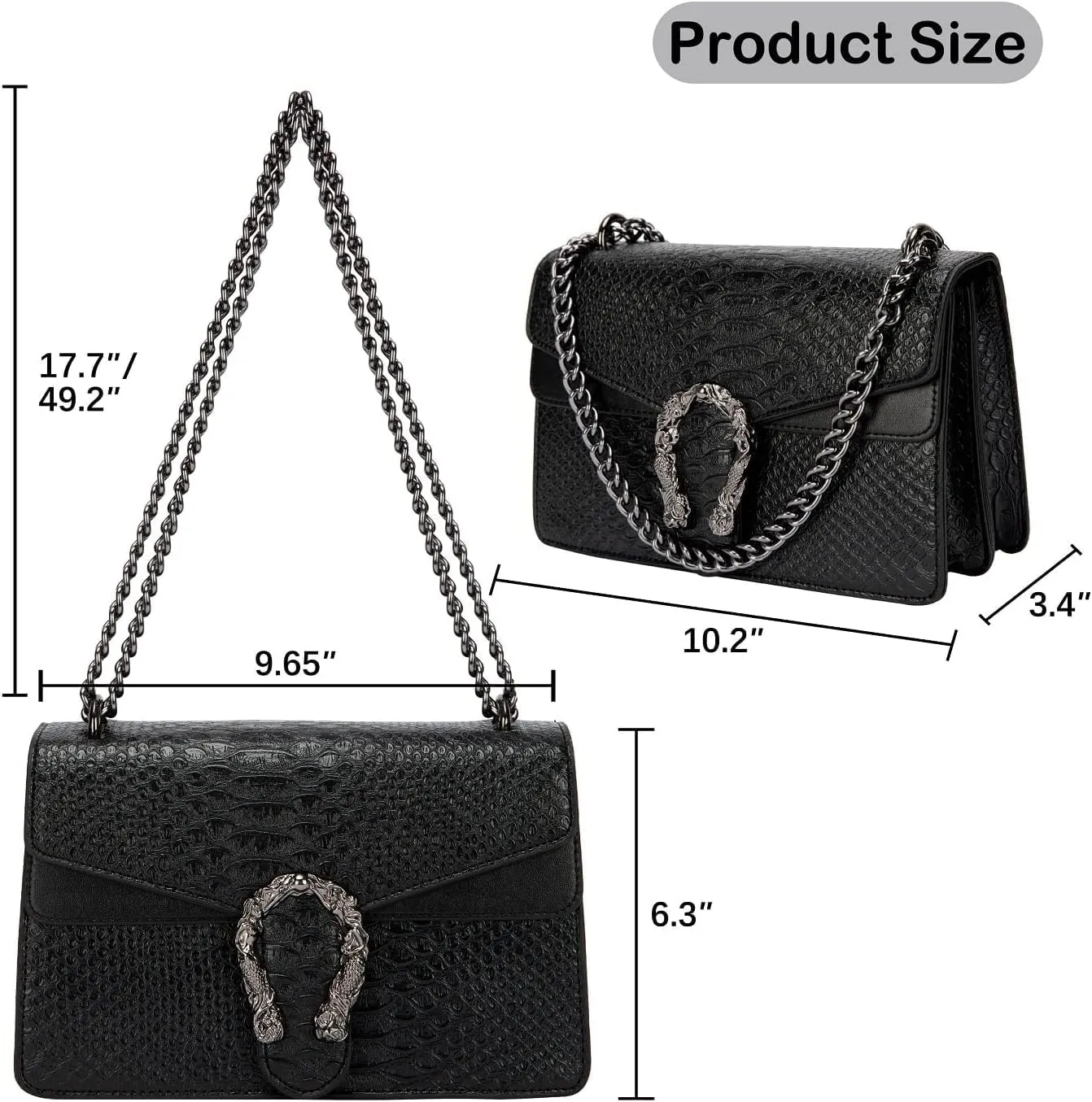 Crossbody Bag and Satchel Purse for Women Fashion Snake Print Chain Purse Luxury Shoulder Tote Bags PU Leather HandBag