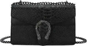Crossbody Bag and Satchel Purse for Women Fashion Snake Print Chain Purse Luxury Shoulder Tote Bags PU Leather HandBag