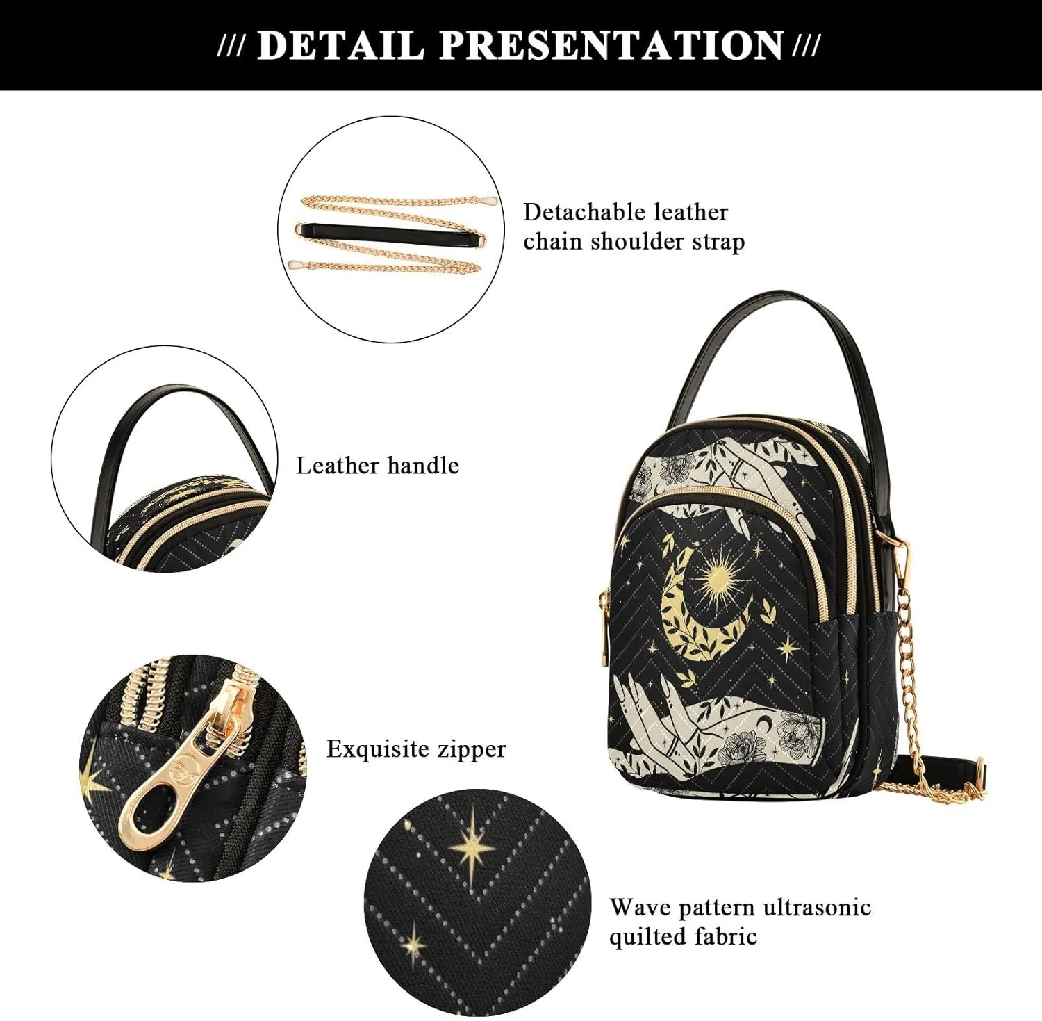 Crossbody Bags for Women Quilted Shoulder Bag Handbag with Chain Strap Cell Phone Crossbody Purses for Travel Women