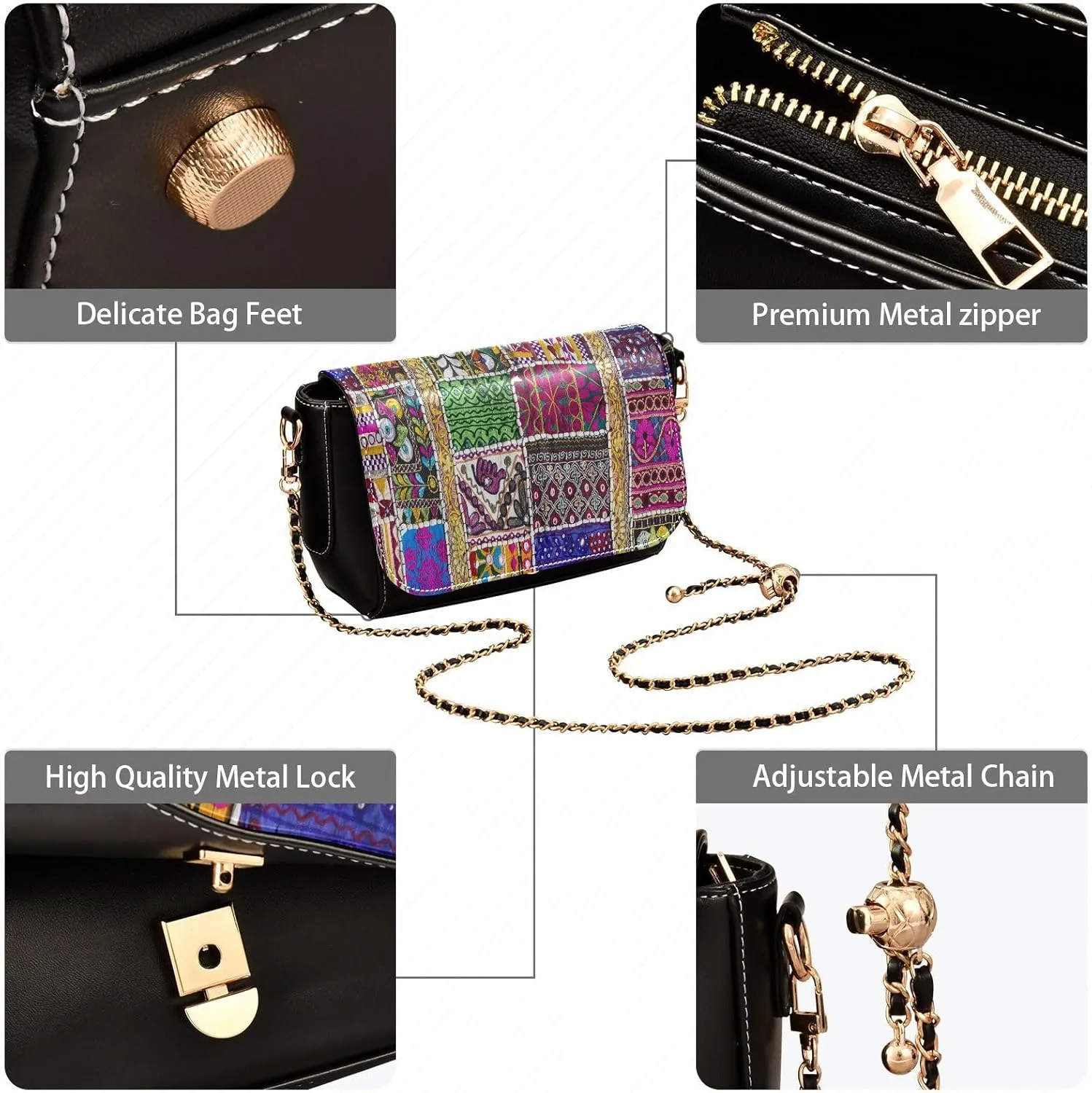 Crossbody Bags for Women Trendy Women's Black Shoulder Bag Small PU Leather Flap Cross Body Bag Handbags