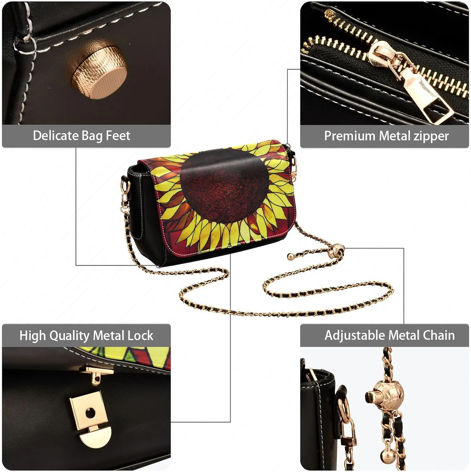 Crossbody Bags for Women Trendy Women's Black Shoulder Bag Small PU Leather Flap Cross Body Bag Handbags