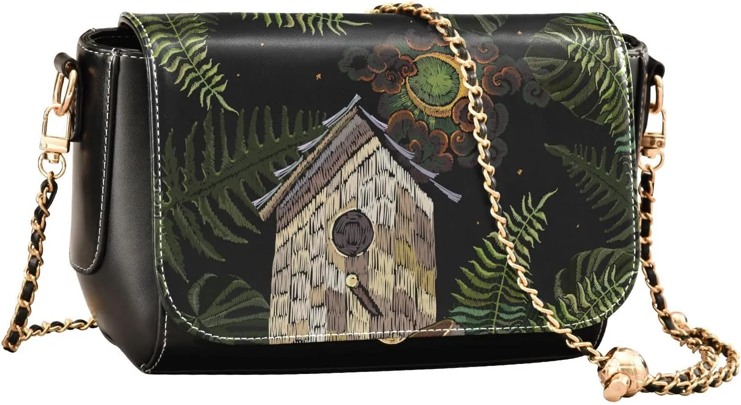 Crossbody Bags for Women Trendy Women's Black Shoulder Bag Small PU Leather Flap Cross Body Bag Handbags