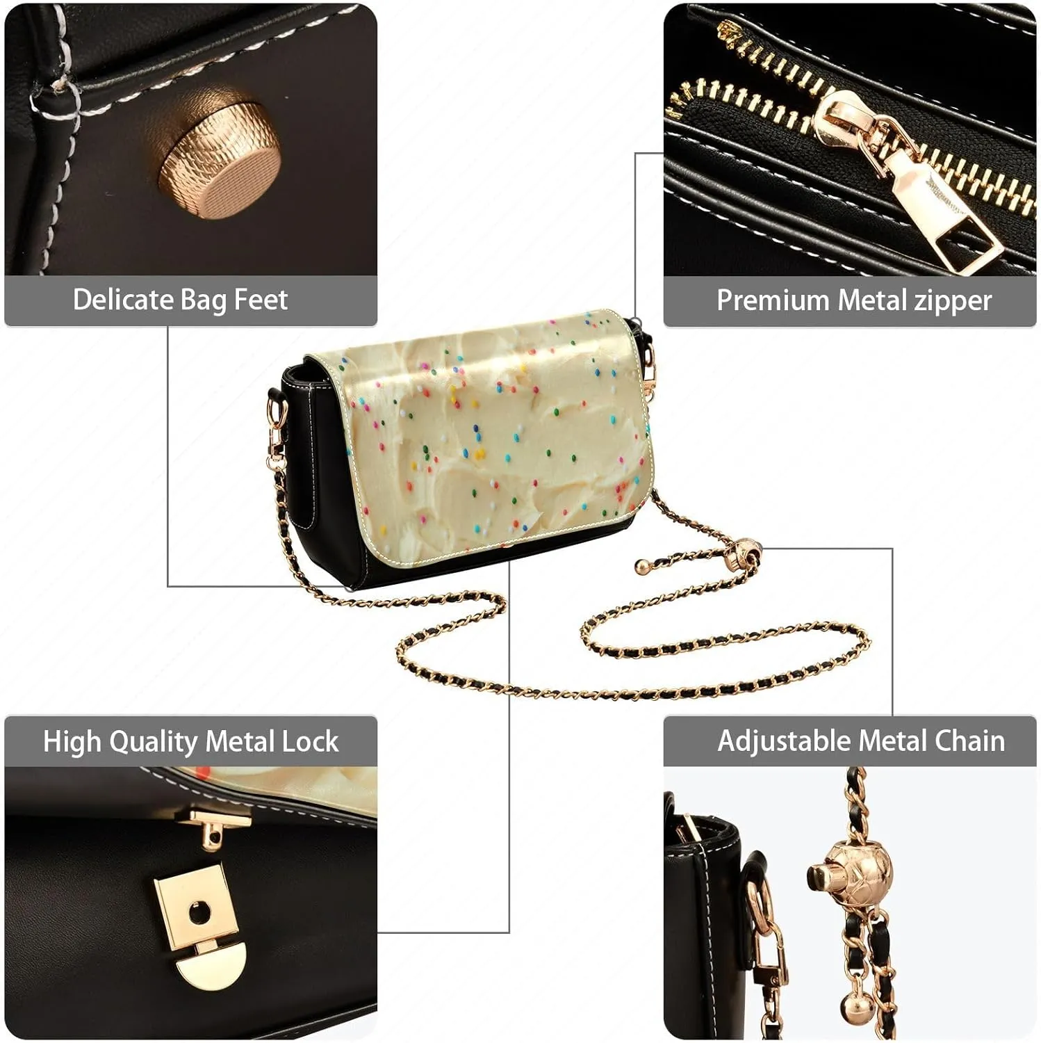 Crossbody Bags for Women Trendy Women's Black Shoulder Bag Small PU Leather Flap Cross Body Bag Handbags
