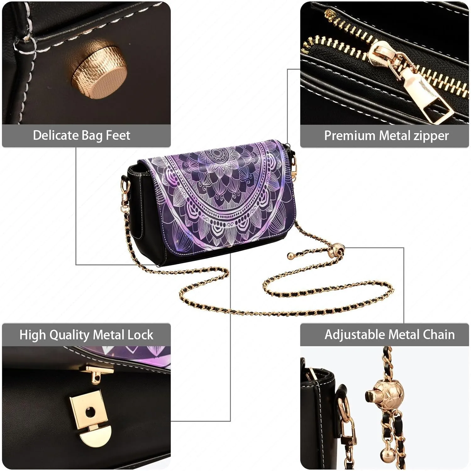 Crossbody Bags for Women Trendy Women's Black Shoulder Bag Small PU Leather Flap Cross Body Bag Handbags