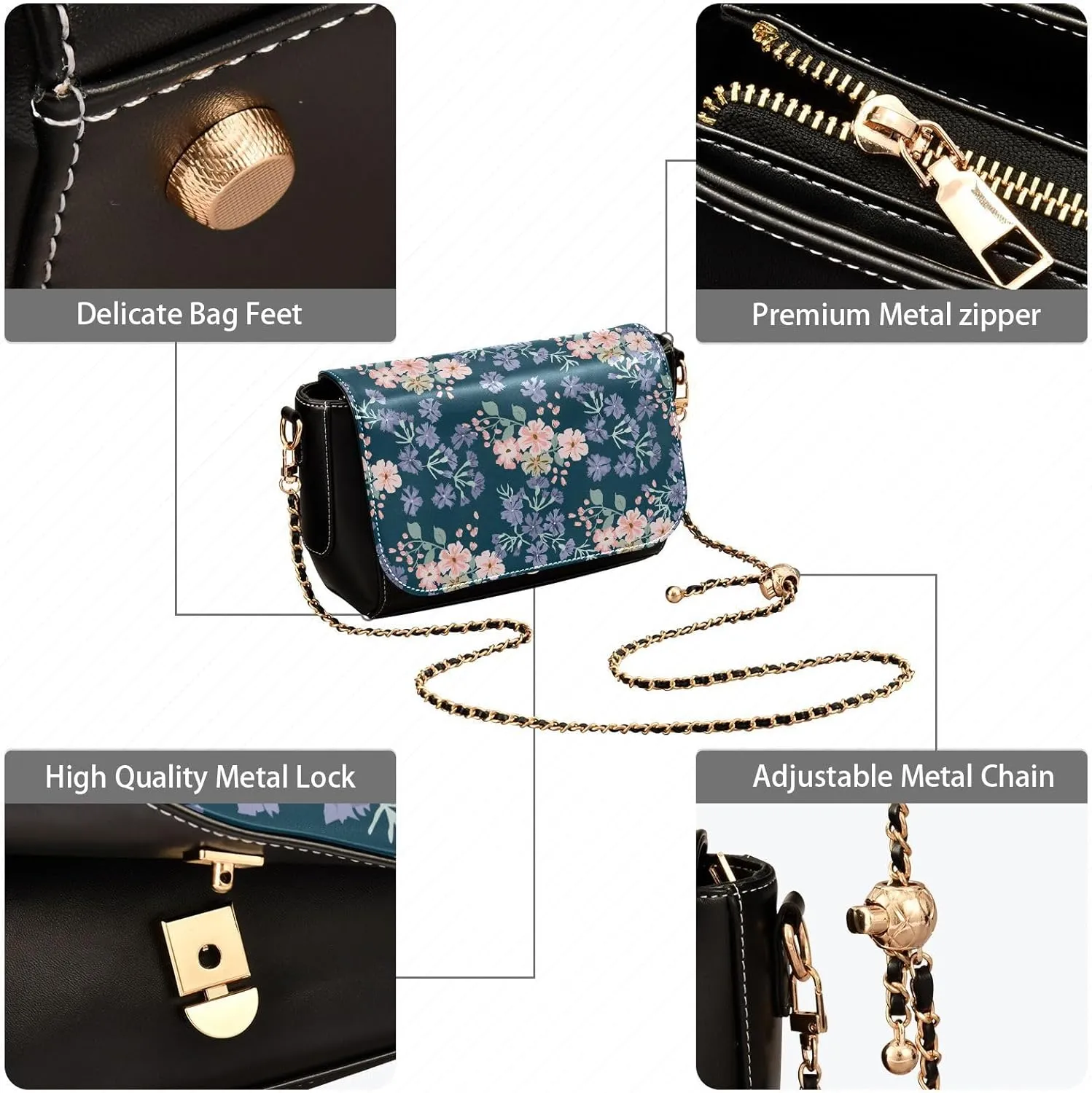 Crossbody Bags for Women Trendy Women's Black Shoulder Bag Small PU Leather Flap Cross Body Bag Handbags
