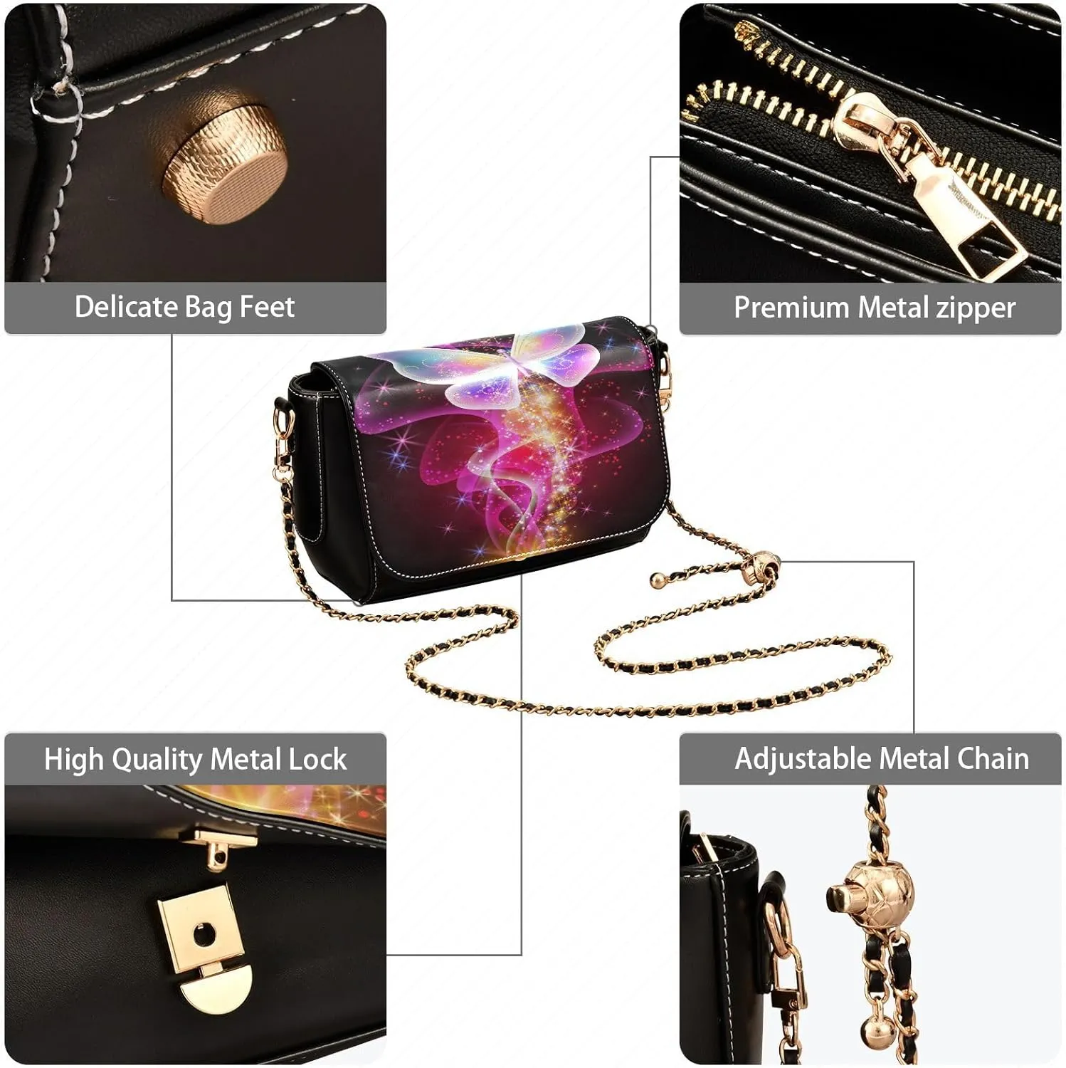 Crossbody Bags for Women Trendy Women's Black Shoulder Bag Small PU Leather Flap Cross Body Bag Handbags