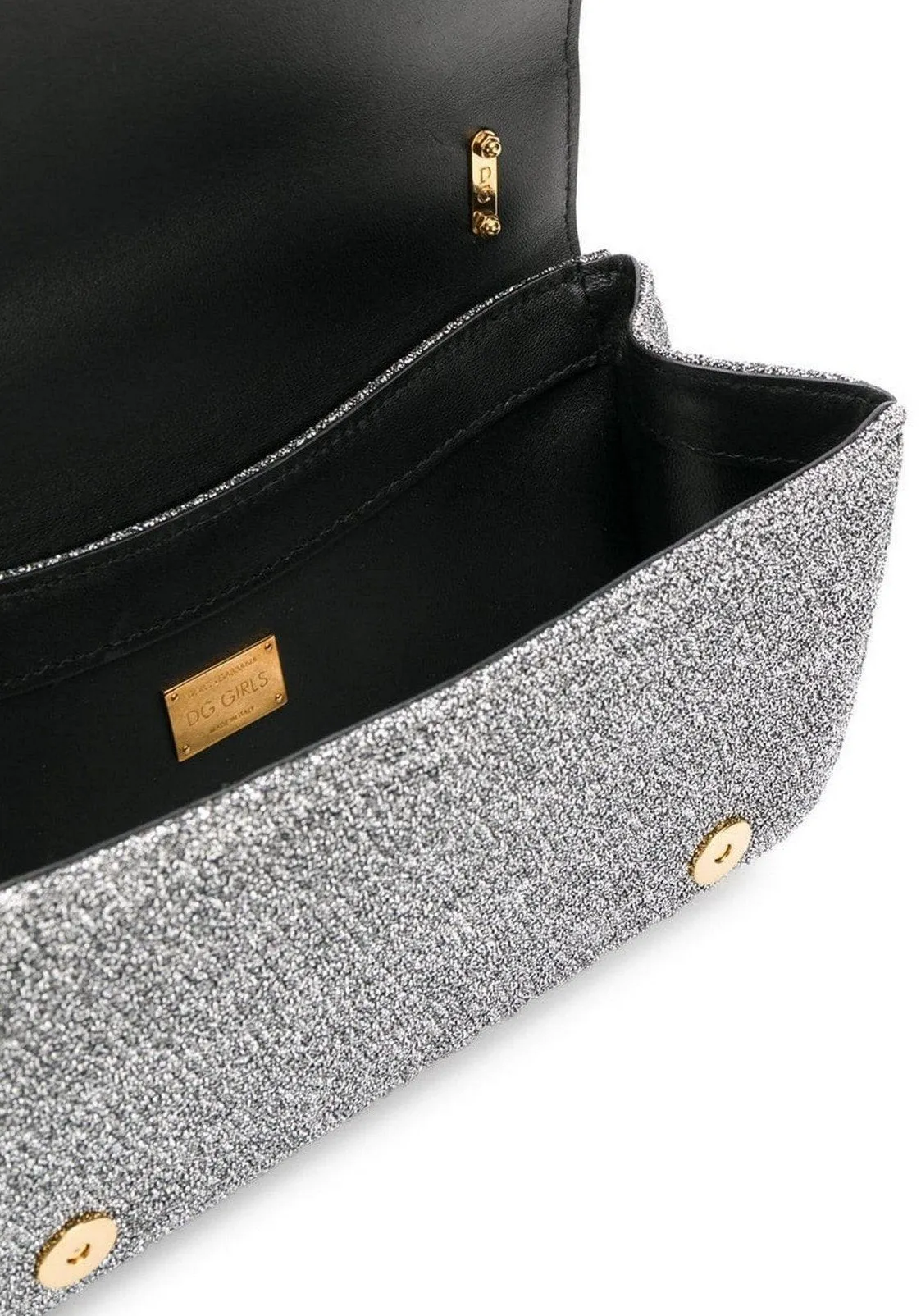 Crossbody Lurex Metallic Shoulder Bag with Chain Strap -Silver or Gold
