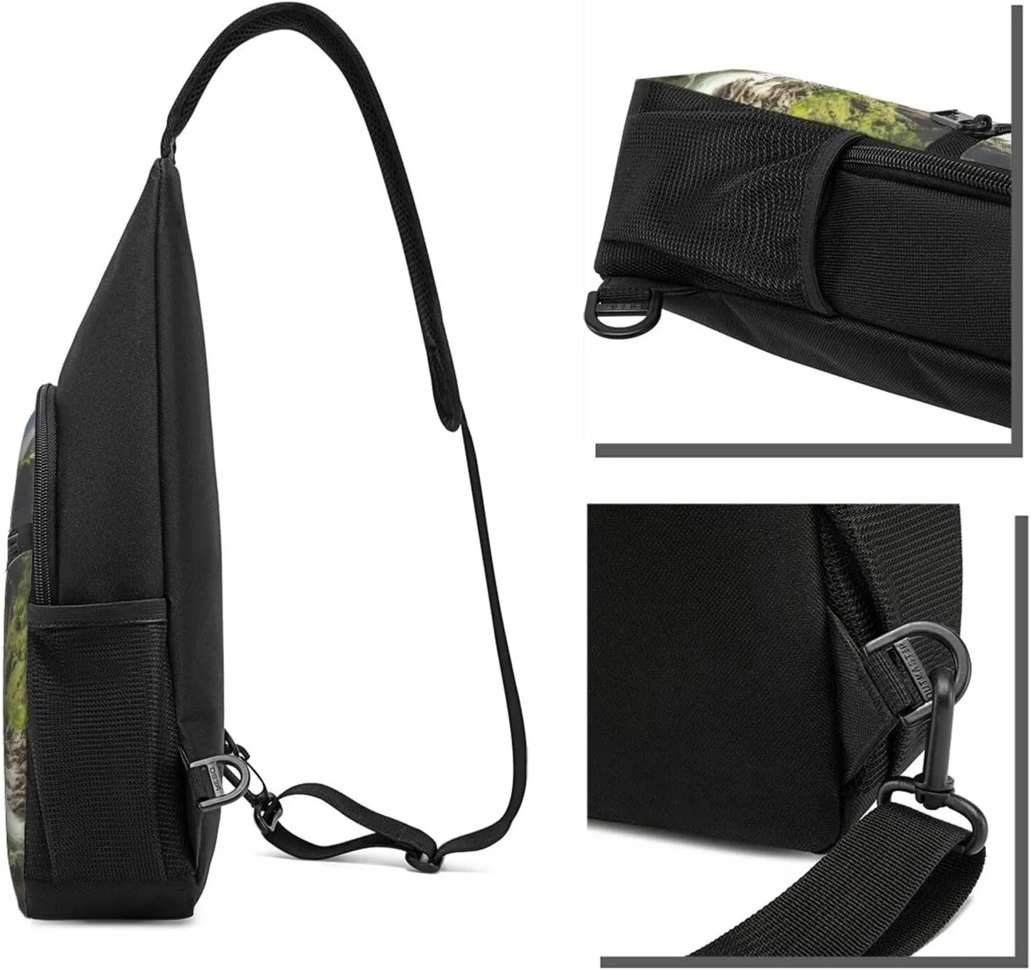 Crossbody Sling Backpack Sling Bag for Men Women Cross Chest Bag Shoulder Bag Ranch Waterfall Rocks Trees Travel Hiking Daypack