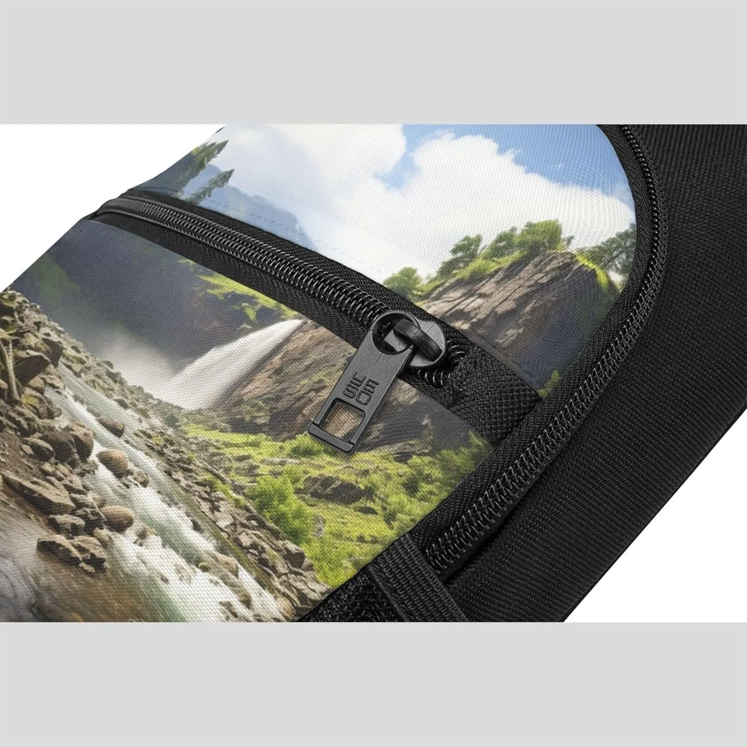Crossbody Sling Backpack Sling Bag for Men Women Cross Chest Bag Shoulder Bag Ranch Waterfall Rocks Trees Travel Hiking Daypack