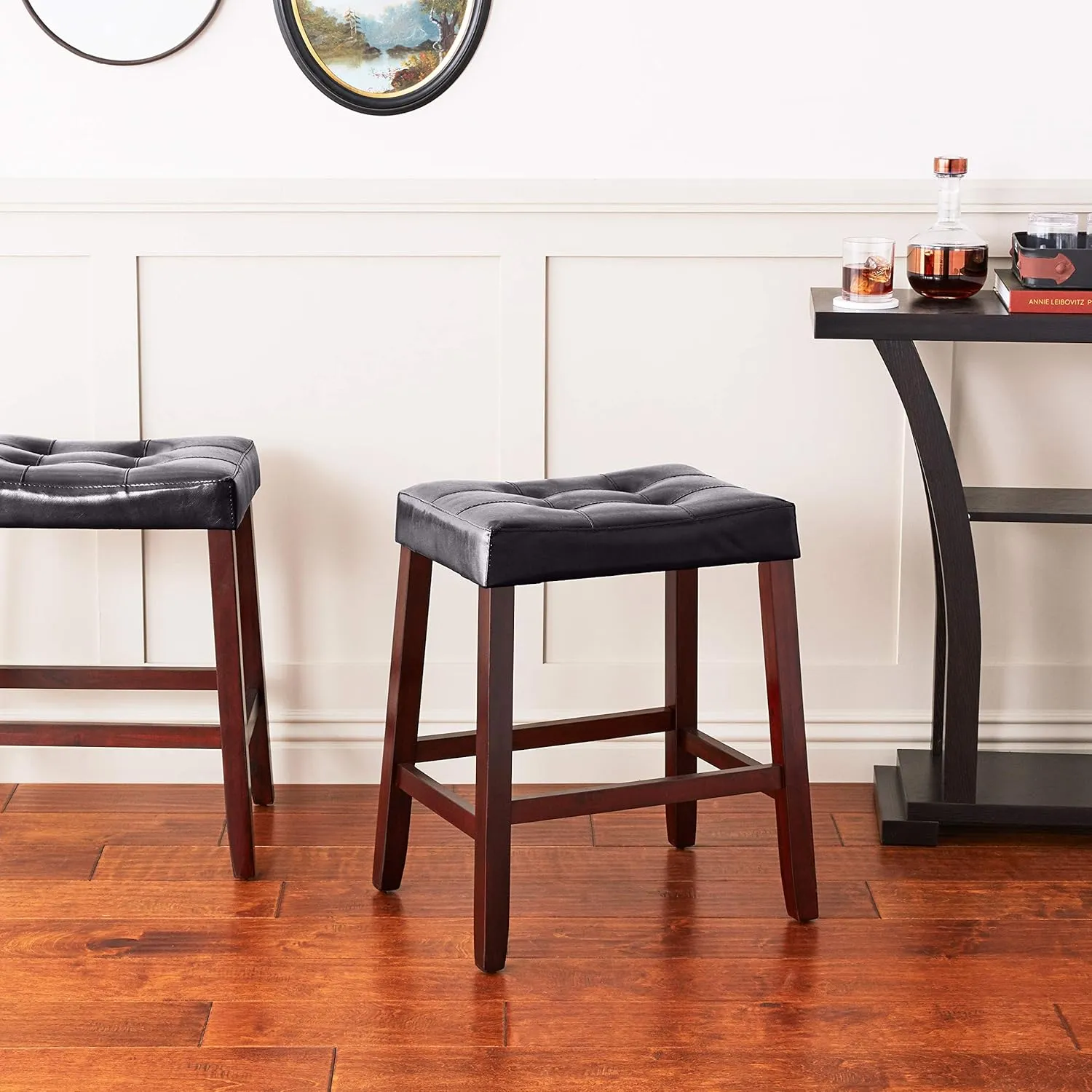 Crown Mark 2787C-24-BK Saddle Chair, Black