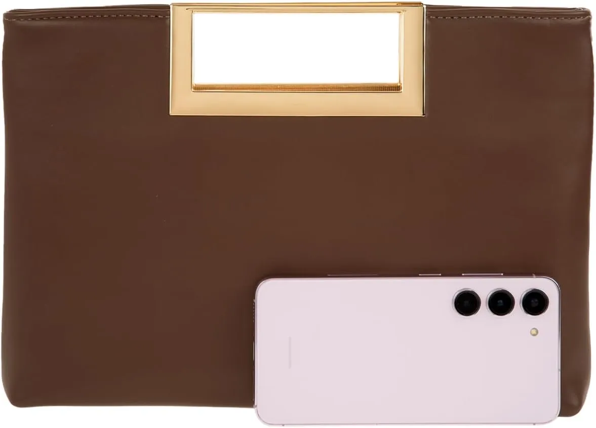 Crushed Metallic Top Handle Clutch