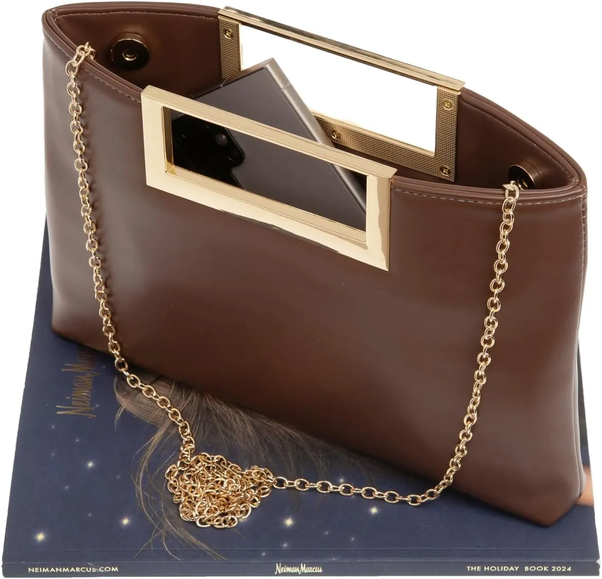 Crushed Metallic Top Handle Clutch