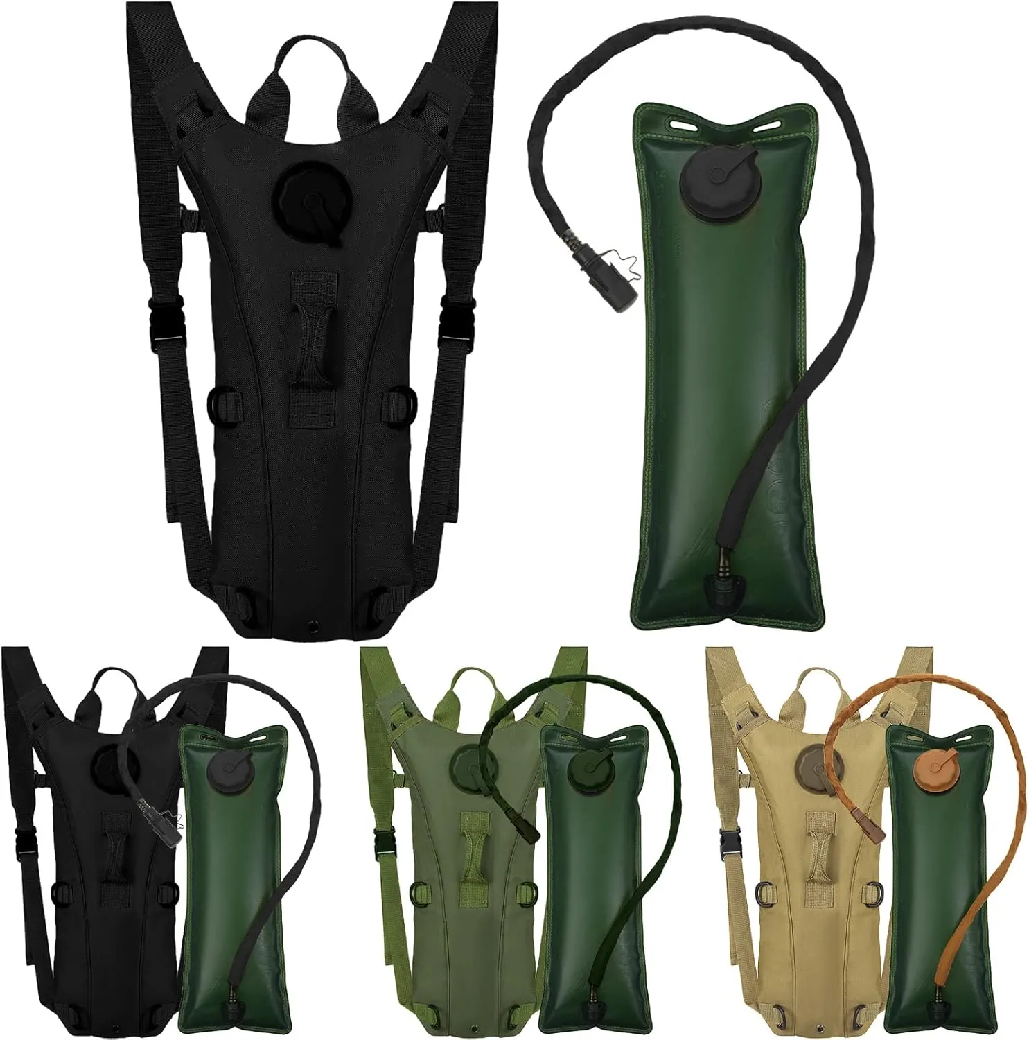 Cunno 3 Pcs Water Backpack Tactical Hydration Pack with 3 Liter Hydration Water Bladder Military Daypack Bag for Hiking Running Cycling Climbing