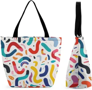 Curves And Shapes Reusable Shopping Handbag Large Lady Casual Shoulder Bag Handbag Foldable Beach Bag Travel Wallet Grocery Bags for Women