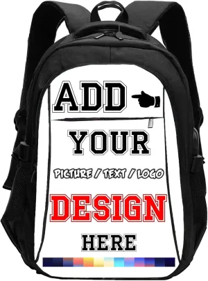 Custom Backpack Personalized Travel Knapsack Add Your Picture Text Logo Large Capacity Casual Backpack for Work Travel (Style4)