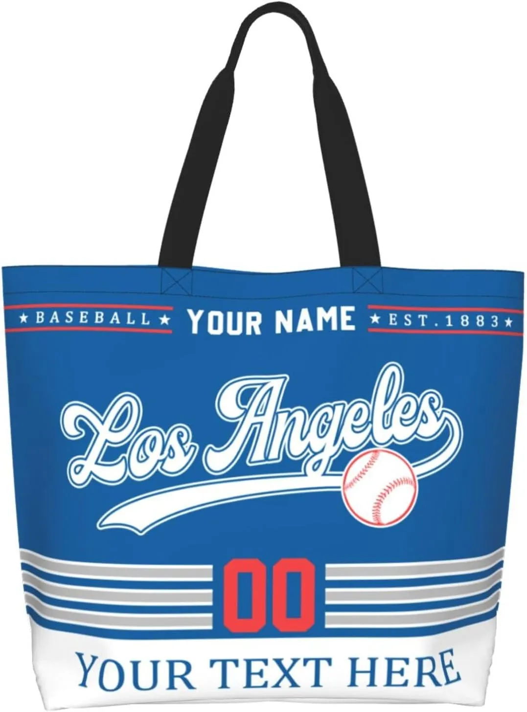 Custom Tote Bags Personalized Custom Baseball Shoulder Bag Shopping Tote Beach Travel Handbag for Women Fans Gift