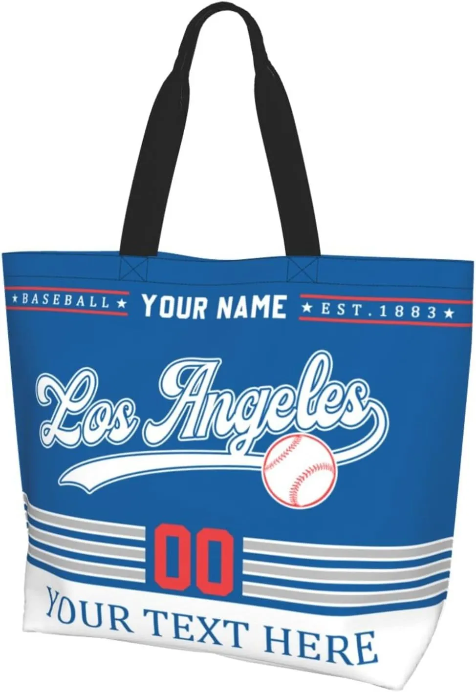 Custom Tote Bags Personalized Custom Baseball Shoulder Bag Shopping Tote Beach Travel Handbag for Women Fans Gift
