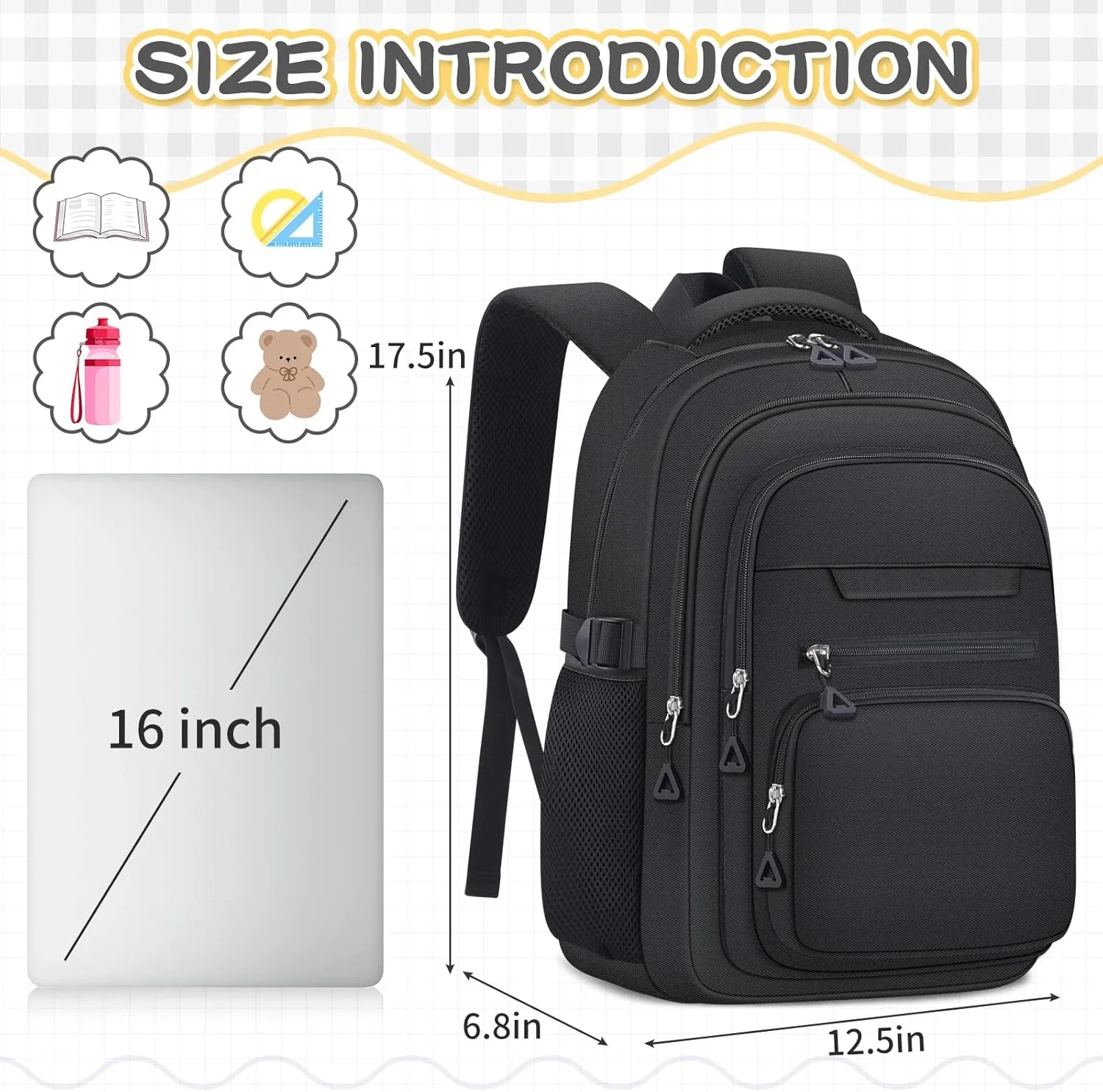 Cute Backpack for School Girls Aesthetic Backpack Women College Bookbag Large Students Laptop Bag Travel Casual Daypack