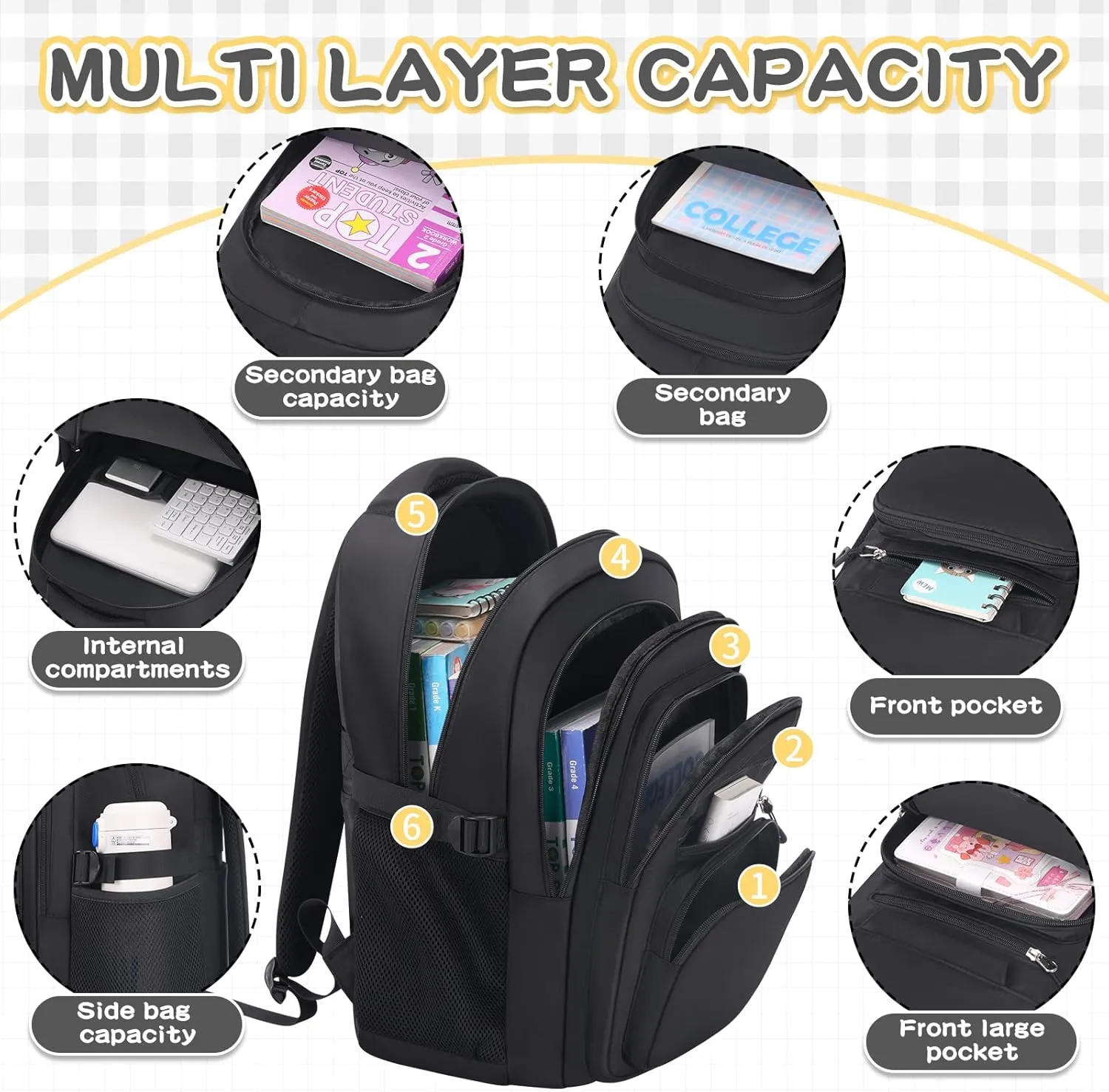 Cute Backpack for School Girls Aesthetic Backpack Women College Bookbag Large Students Laptop Bag Travel Casual Daypack