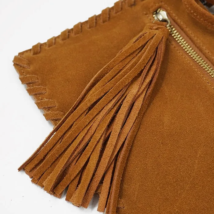 Cute Boho Tasseled Genuine Leather Crossbody Bag