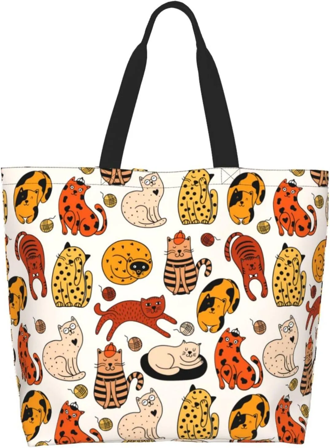 Cute Cat Tote Bag Beach Bag Large Capacity Grocery Bag Reusable Shopping bags for Women