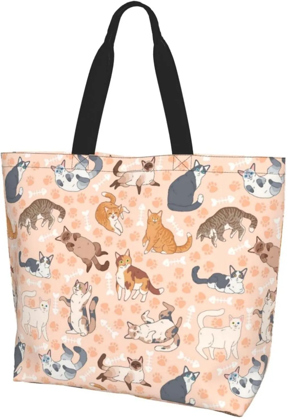 Cute Cat Tote Bag Beach Bag Large Capacity Grocery Bag Reusable Shopping bags for Women
