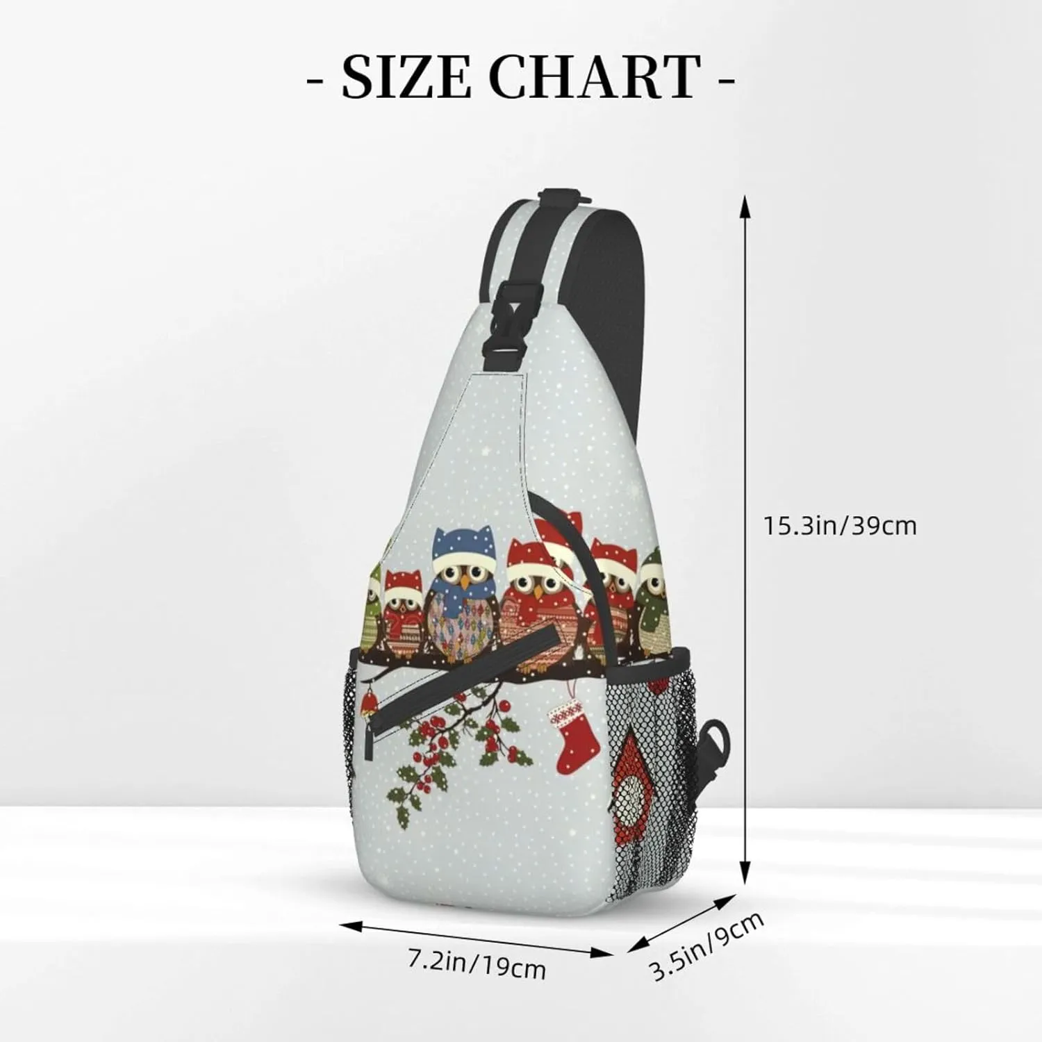 Cute Christmas Owls On Branch Unisex Casual Diagonal Chest Bag,Multipurpose Crossbody Shoulder Bag Hiking Daypack