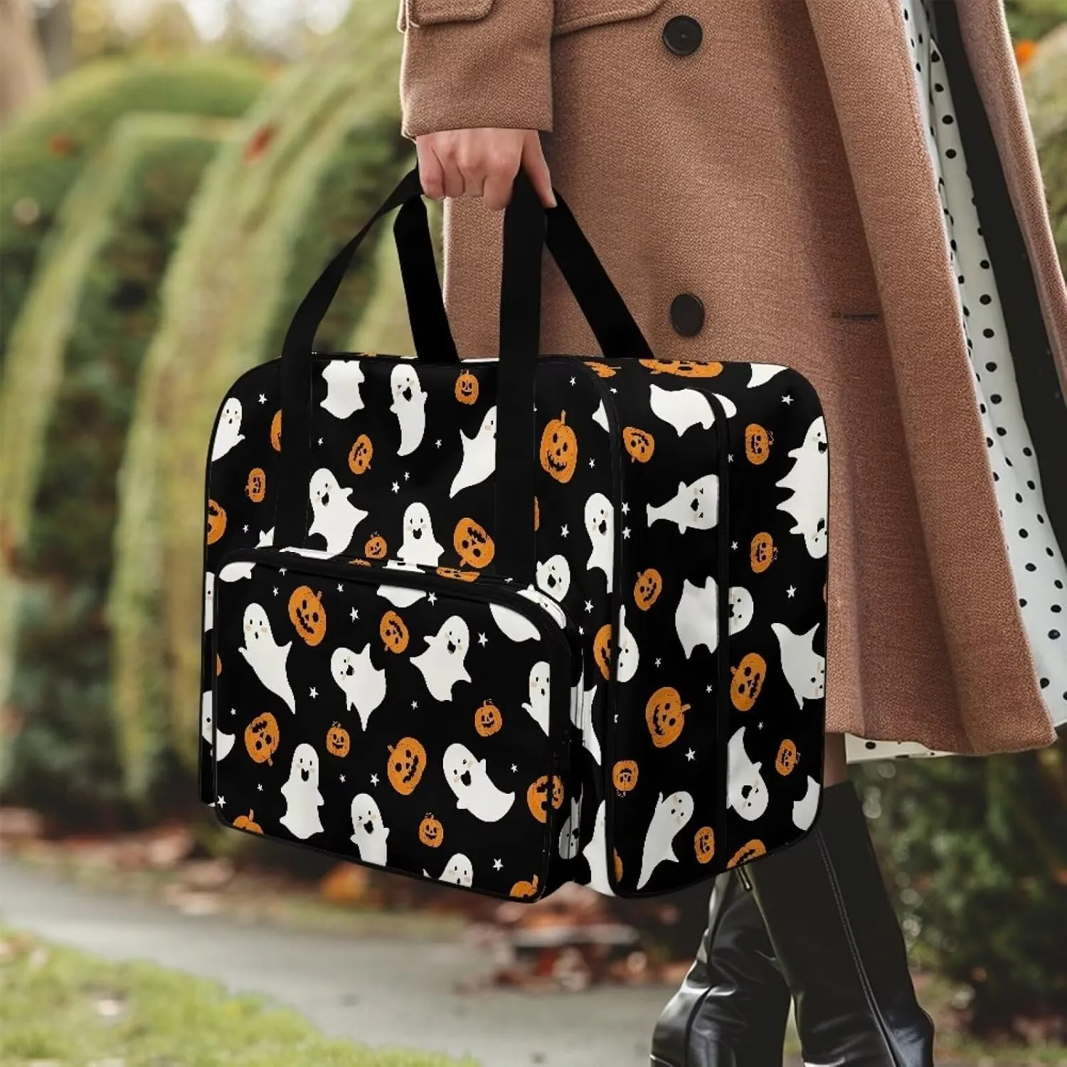 Cute Ghost Cover for Sewing Machine Pumpkin Sewing Machine Cover Dust Cover Large for Halloween Holiday Gifts for Mother Parents Home Bag Sewing Machine Convenient
