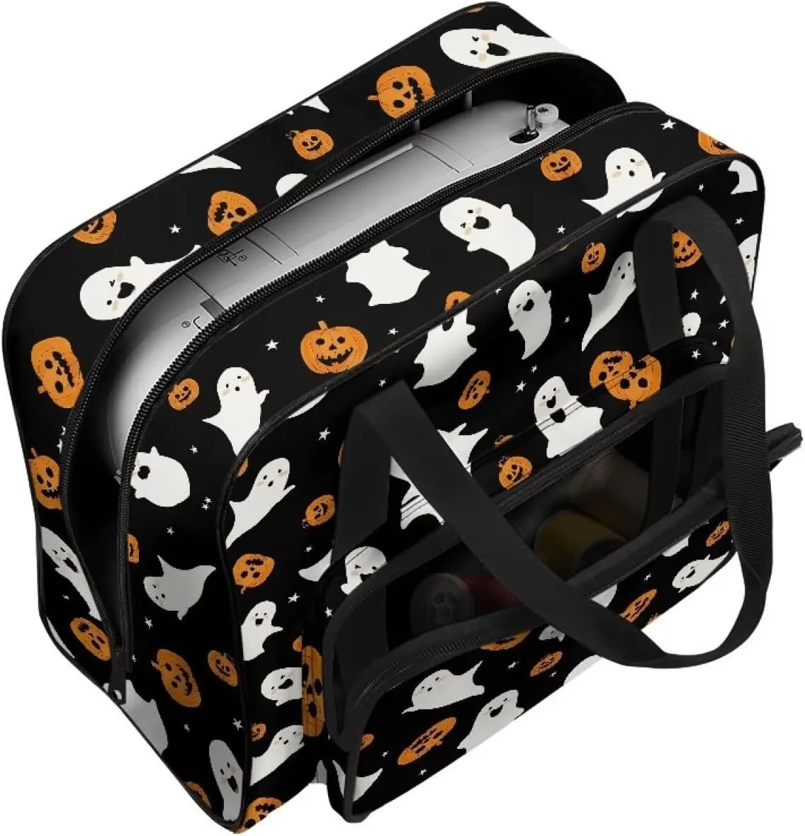 Cute Ghost Cover for Sewing Machine Pumpkin Sewing Machine Cover Dust Cover Large for Halloween Holiday Gifts for Mother Parents Home Bag Sewing Machine Convenient