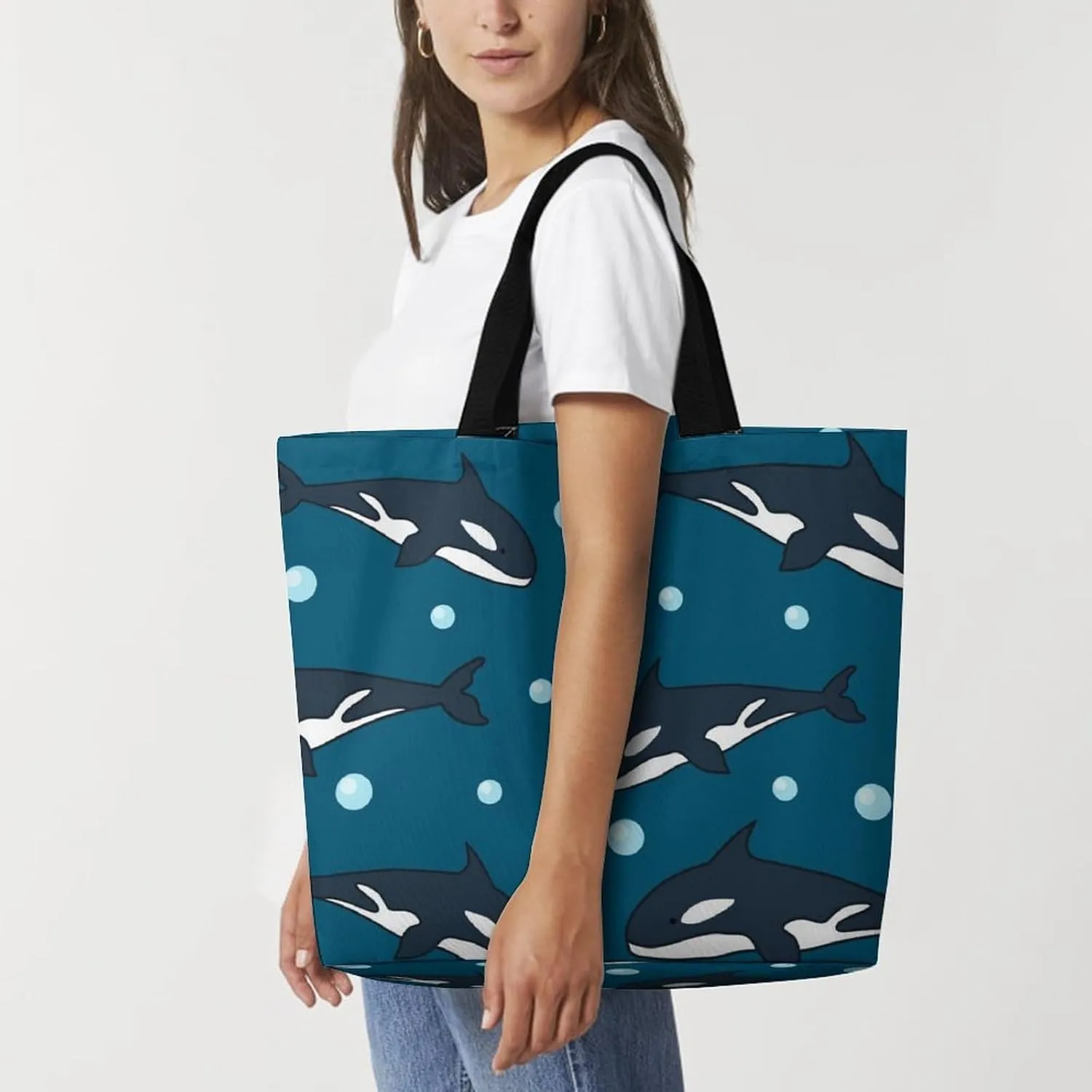 Cute Grim Reaper Women's Tote Bag Internal Pockets Shopping Bag Multipurpose Storage Single Shoulder Travel Bag