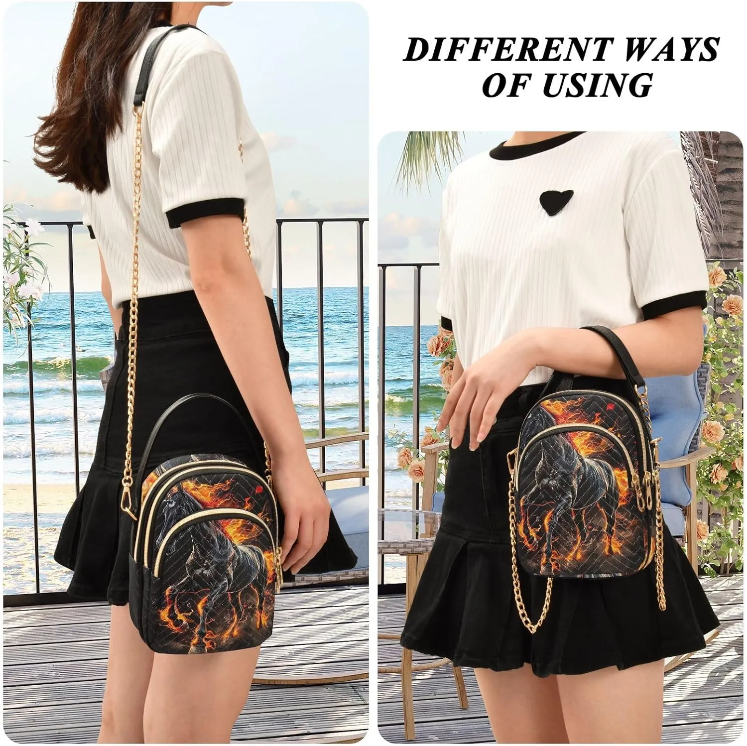 Cute Playful Cat Blue Bags for Women Trendy Phone Purse Crossbody for Women