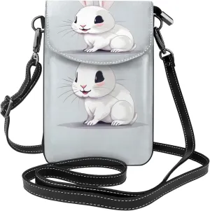 Cute White Rabbit Crossbody Bag For Women Leather Cellphone Shoulder Purses Fashion Travel Designer Wallet