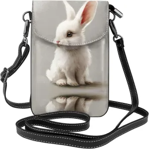 Cute White Rabbit Crossbody Bag For Women Leather Cellphone Shoulder Purses Fashion Travel Designer Wallet