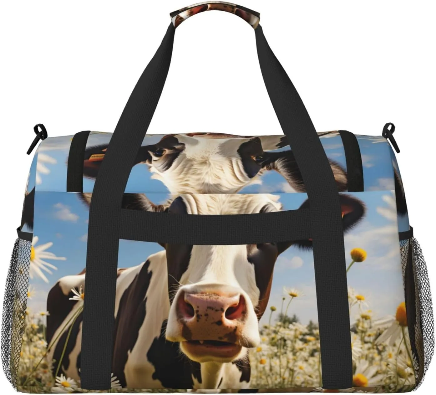Daisy Cow Duffle Bag Foldable Travel Tote Bag Carry On Large Weekender Overnight Bags Waterproof Gym Bag For Women Men