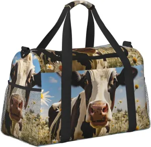 Daisy Cow Duffle Bag Foldable Travel Tote Bag Carry On Large Weekender Overnight Bags Waterproof Gym Bag For Women Men