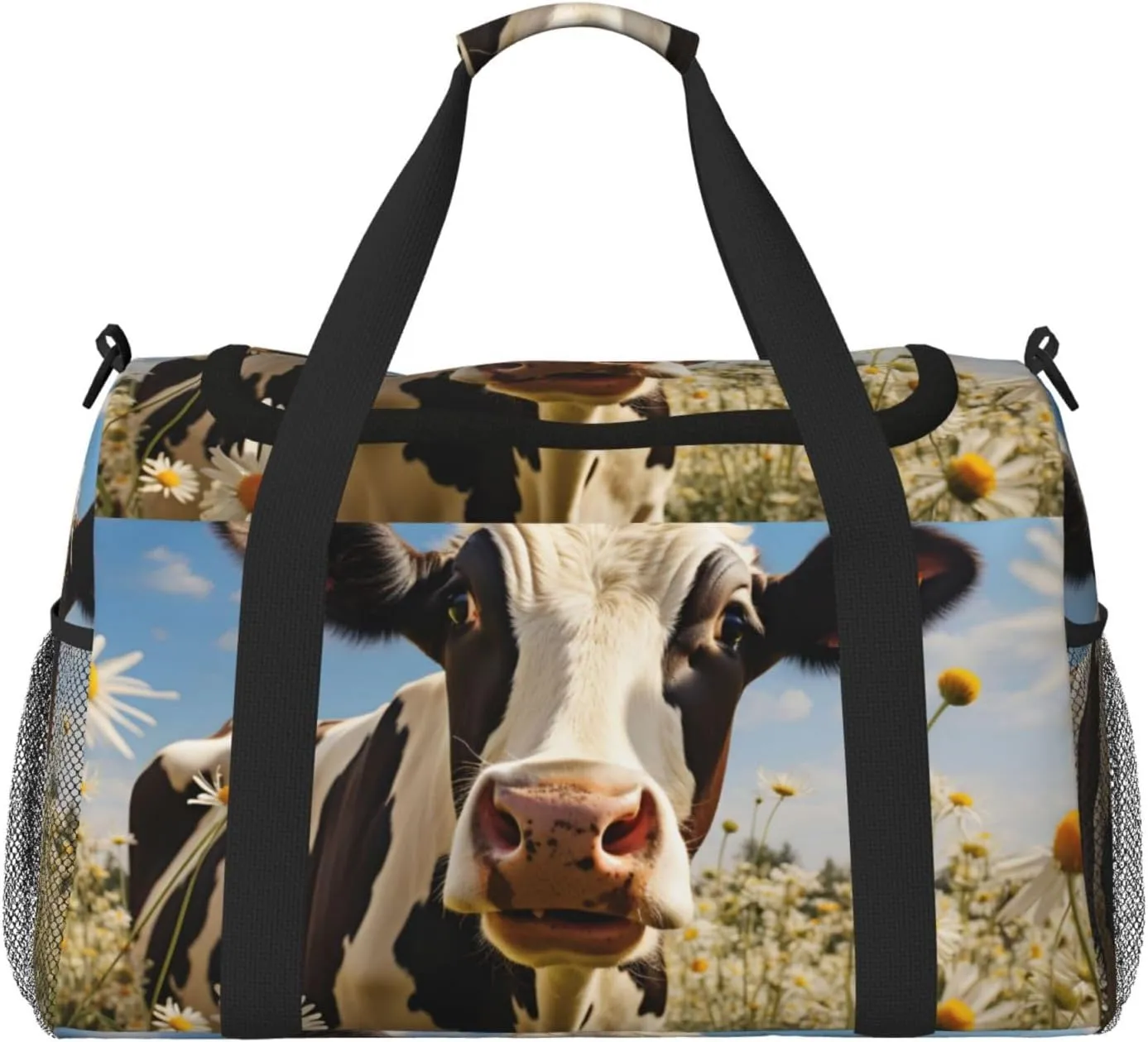 Daisy Cow Duffle Bag Foldable Travel Tote Bag Carry On Large Weekender Overnight Bags Waterproof Gym Bag For Women Men
