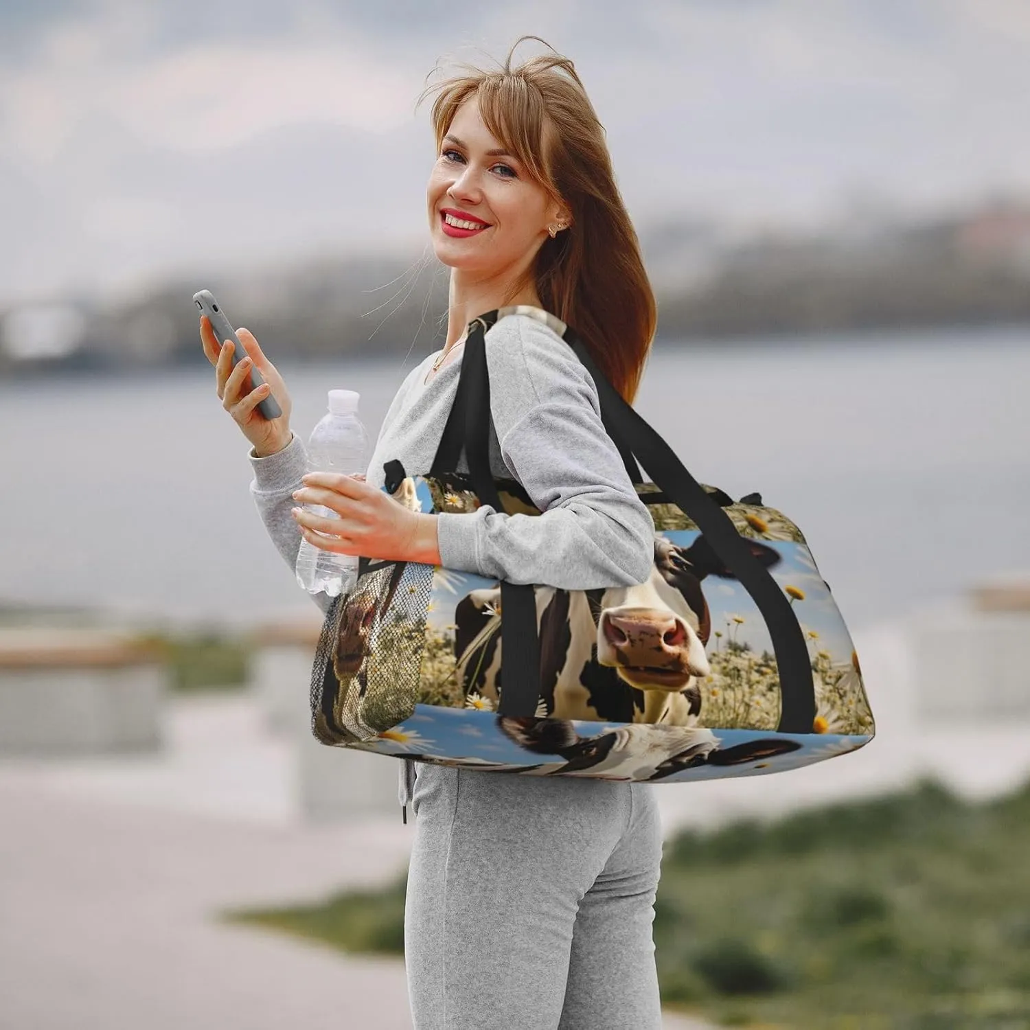 Daisy Cow Duffle Bag Foldable Travel Tote Bag Carry On Large Weekender Overnight Bags Waterproof Gym Bag For Women Men