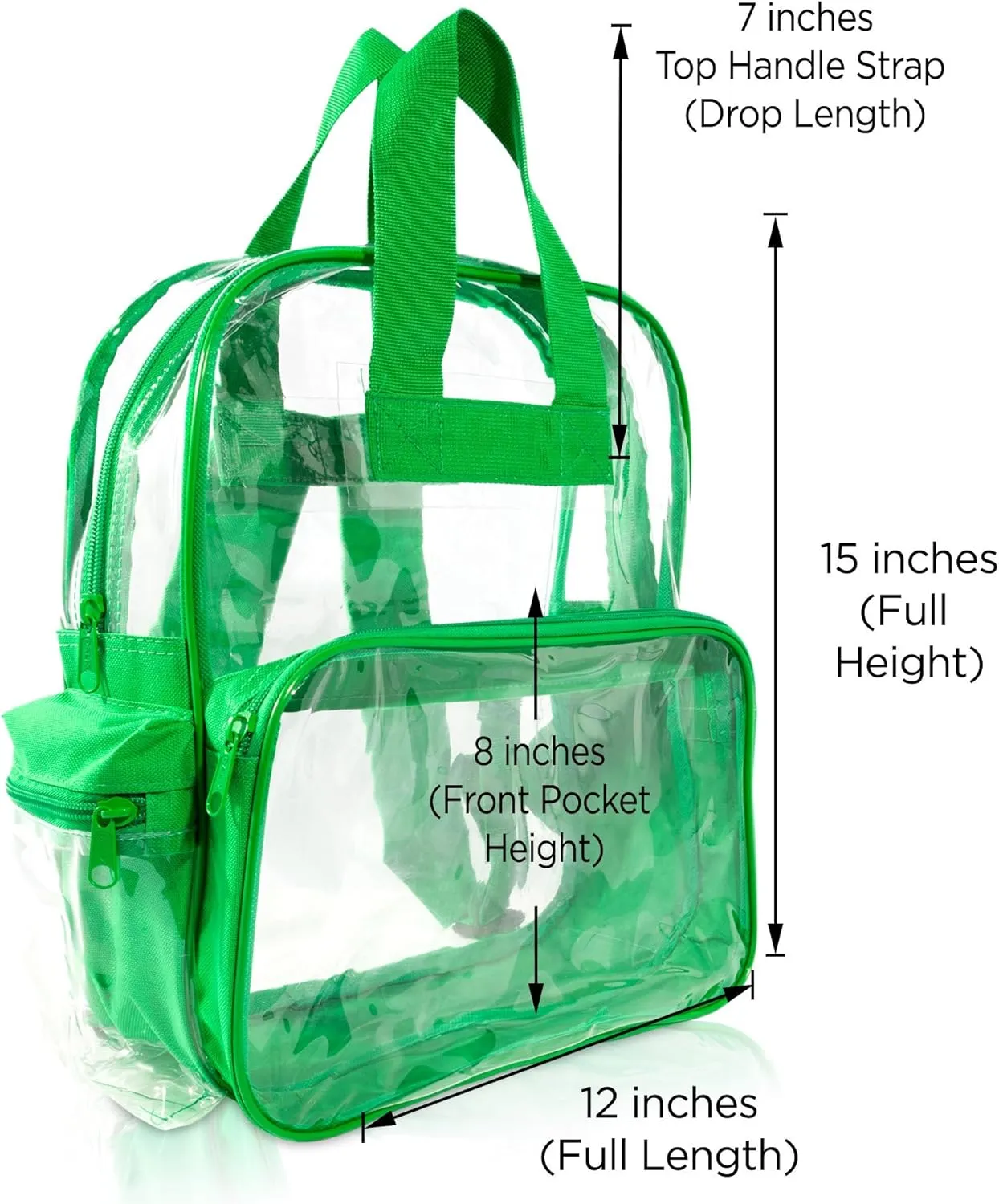 DALIX Wholesale Clear Backpacks Small Book Bags 50 Pc in Turtle Green