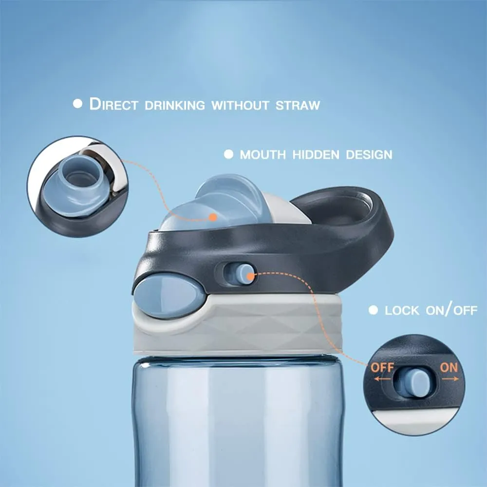 DEARART 2-Pack 26oz Blue Water Bottle and Grey Water Bottle Without Straw Wide Mouth, BPA FREE AUTOSEAL Has Handle Easy Carried, Suit Sports Travel Office School Work etc.