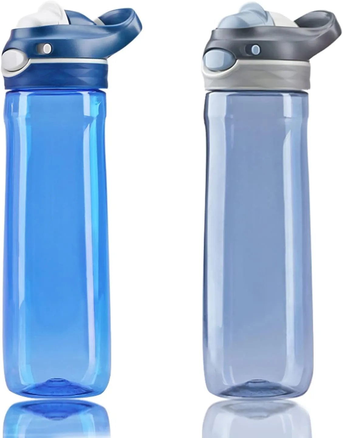 DEARART 2-Pack 26oz Blue Water Bottle and Grey Water Bottle Without Straw Wide Mouth, BPA FREE AUTOSEAL Has Handle Easy Carried, Suit Sports Travel Office School Work etc.