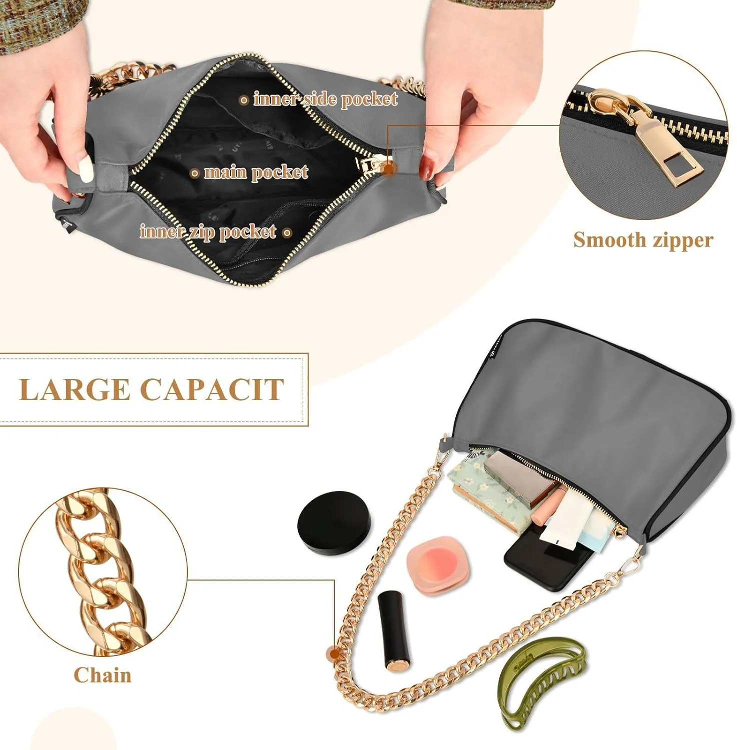 Deep Dark Gray Mini Purses for Women, Womens Shoulder Bags Crossbody