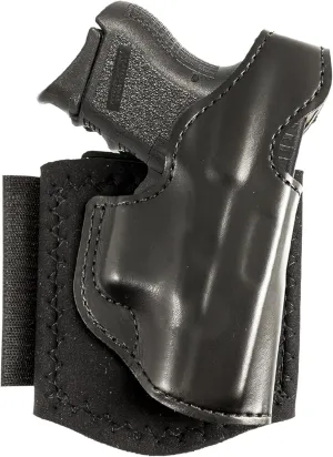 DeSantis Die Hard Ankle Rig - Concealed Carry Ankle Holster, Leather Lined Holster with Thumb Break, Neoprene Leg Band, Compatible with Glock 26, 27, 33 - Right-Hand Draw, Black
