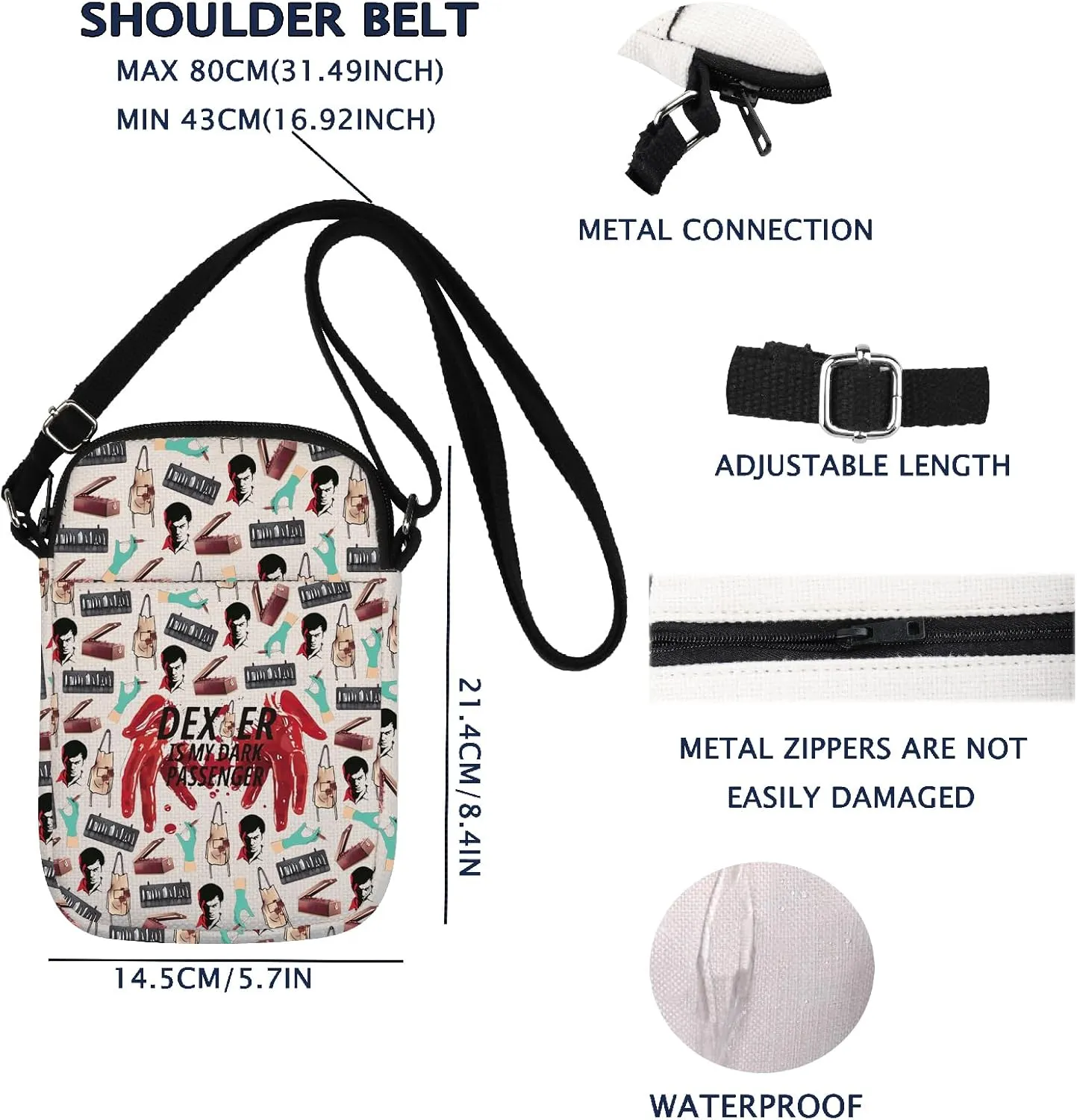 Dexter Is My Dark Passenger Crossbody Bag Dexter Blood Dexter Fans Gifts Crime TV Show Merch