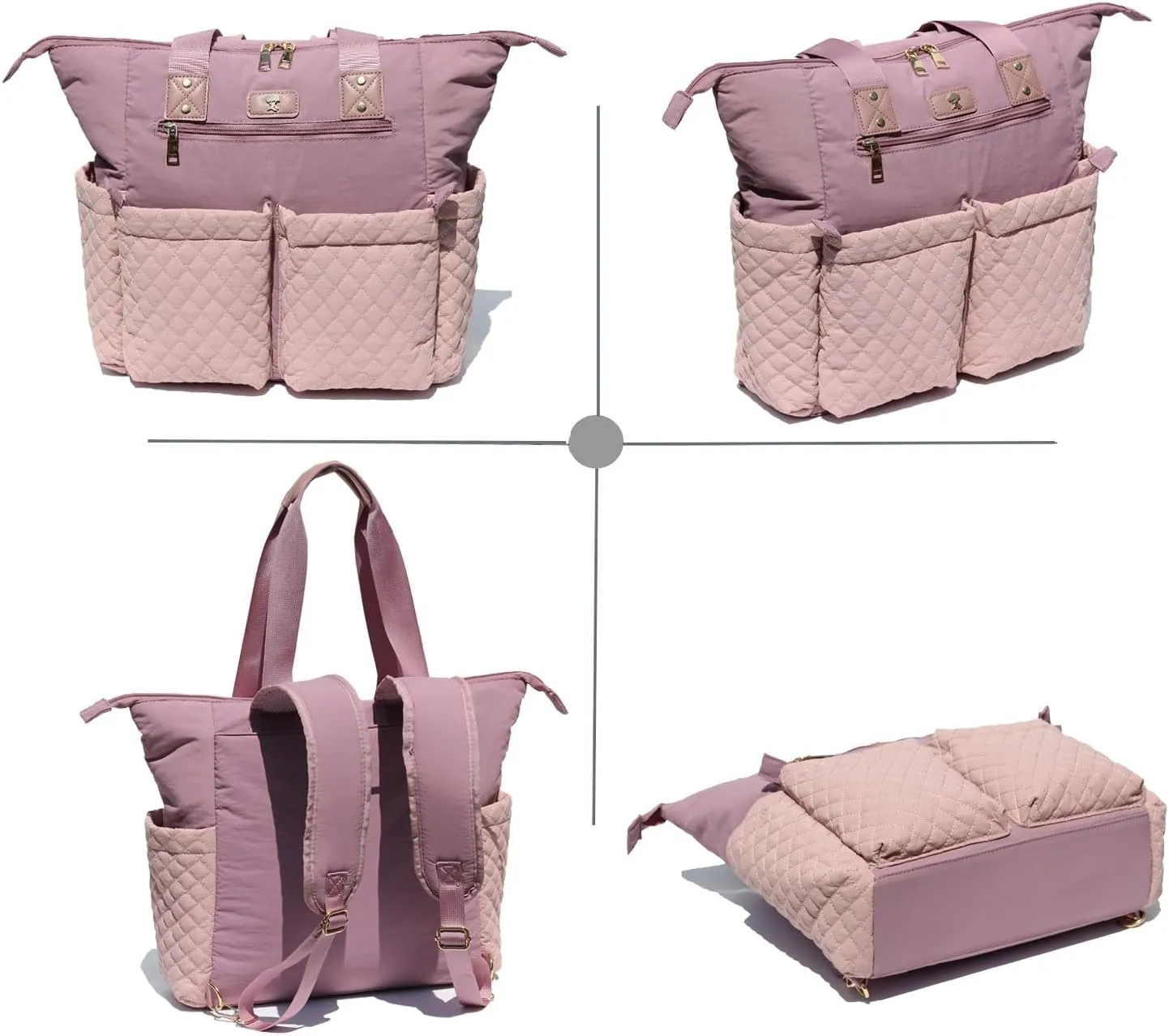 Diaper Tote Bag Totepack Backpack 2 in 1 for Women Multifunctional Large Capacity with Insulated Pockets Travel
