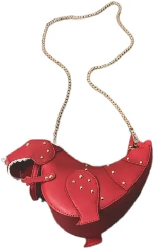 Dinosaur Shoulder Bag Unique PU Crossbody Purse with Chain Strap for Girls and Women