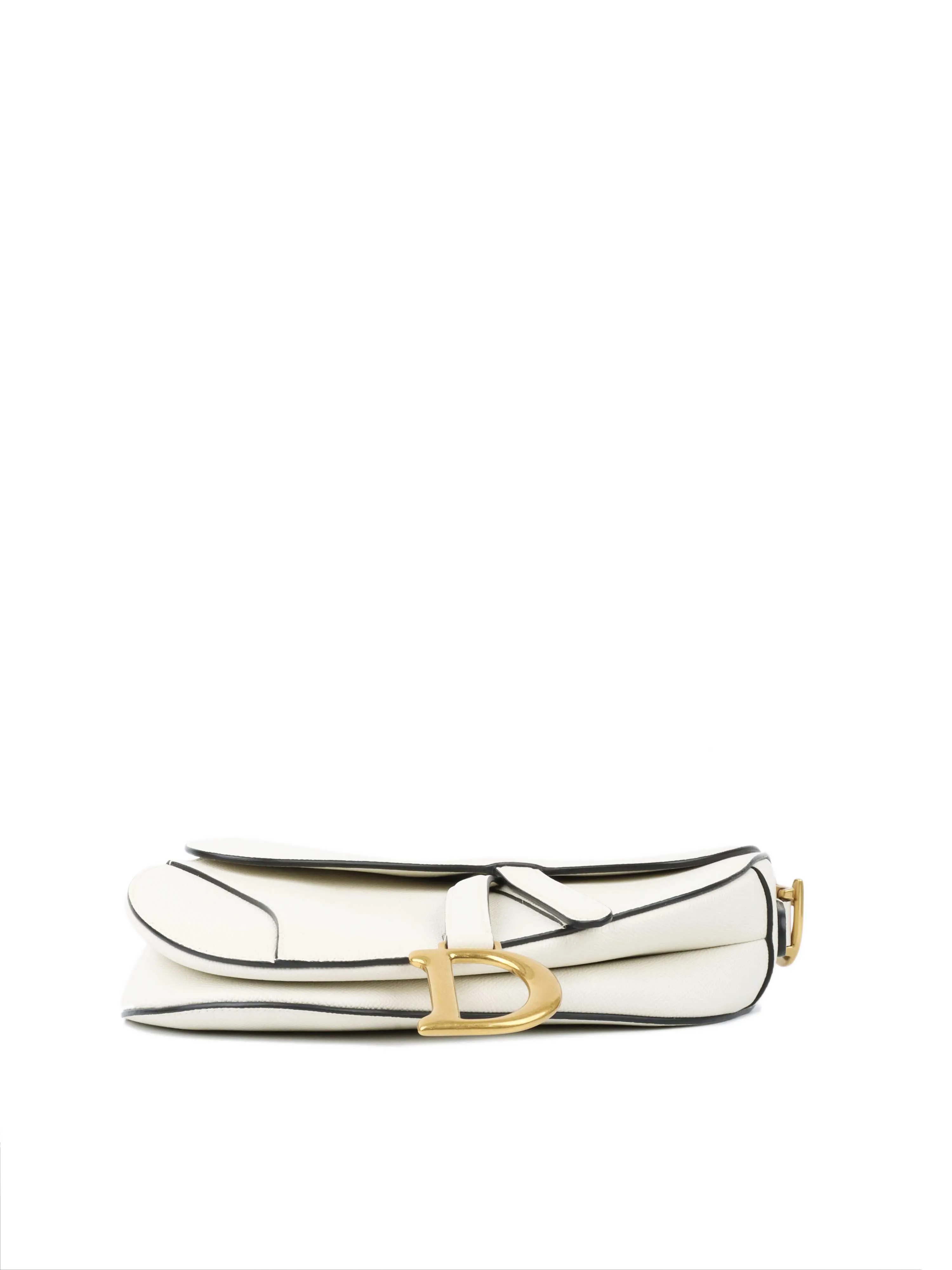 Dior White Saddle Bag with Strap.