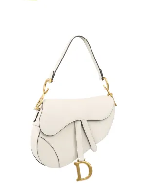 Dior White Saddle Bag with Strap.