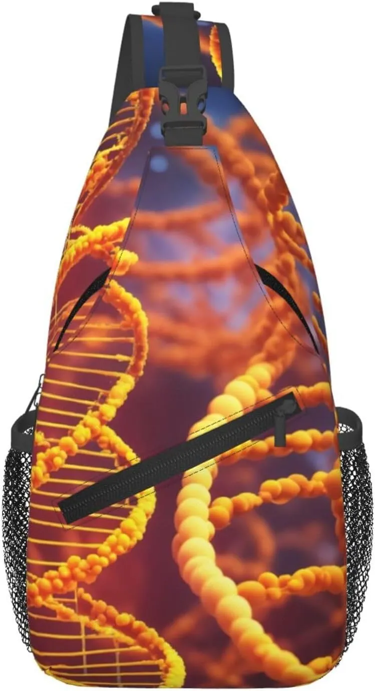 DNA Chain Photo Print Diagonally Sling Bag Cross Bag Adjustable Strap Compact Crossbody Bag Travel Bag