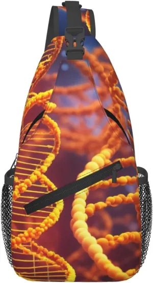 DNA Chain Photo Print Diagonally Sling Bag Cross Bag Adjustable Strap Compact Crossbody Bag Travel Bag
