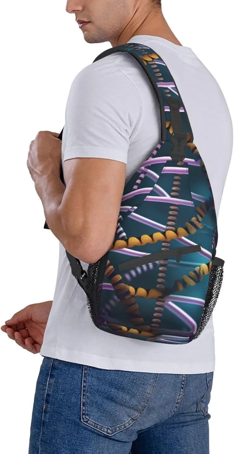 Dna Chain Photo Unisex Casual Diagonal Chest Bag,Multipurpose Crossbody Shoulder Bag Travel Hiking Daypack